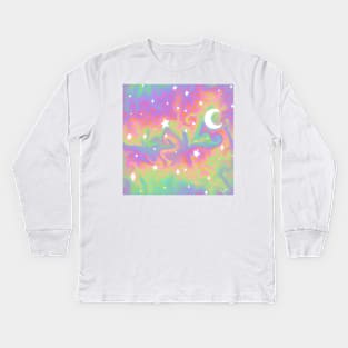 Vaporwave Rainbow Moonrise Skies Kids Long Sleeve T-Shirt